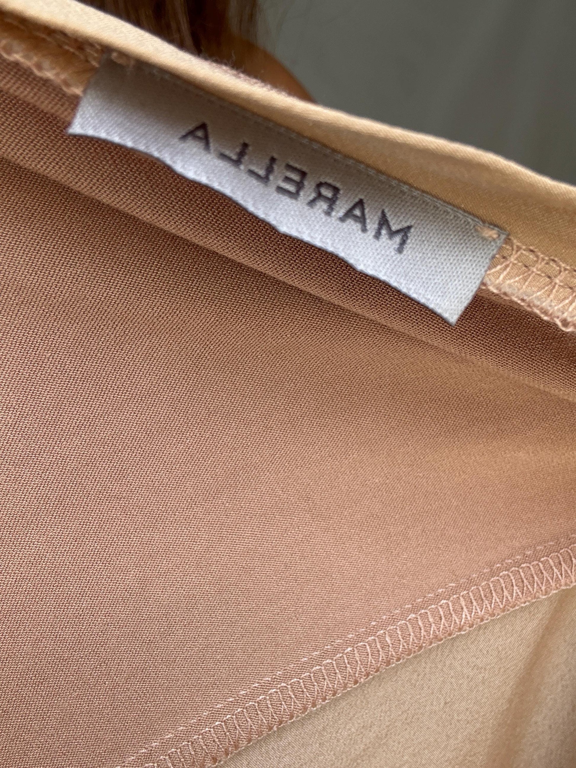 Sheer Nude Long Sleeve | Marella Vintage Designer Mesh Top | Earthy Y2K Minimalist Vibes