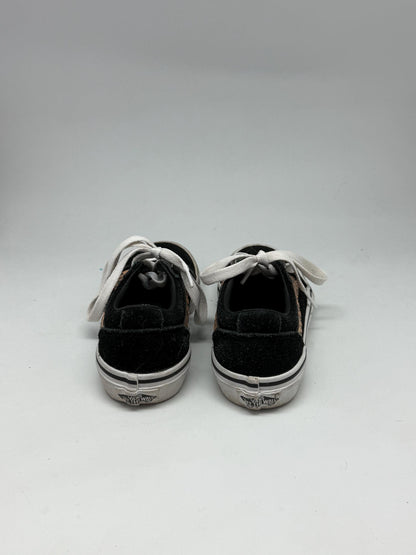 Leopard Print Black Suede Kids Sneakers — fabric close-up