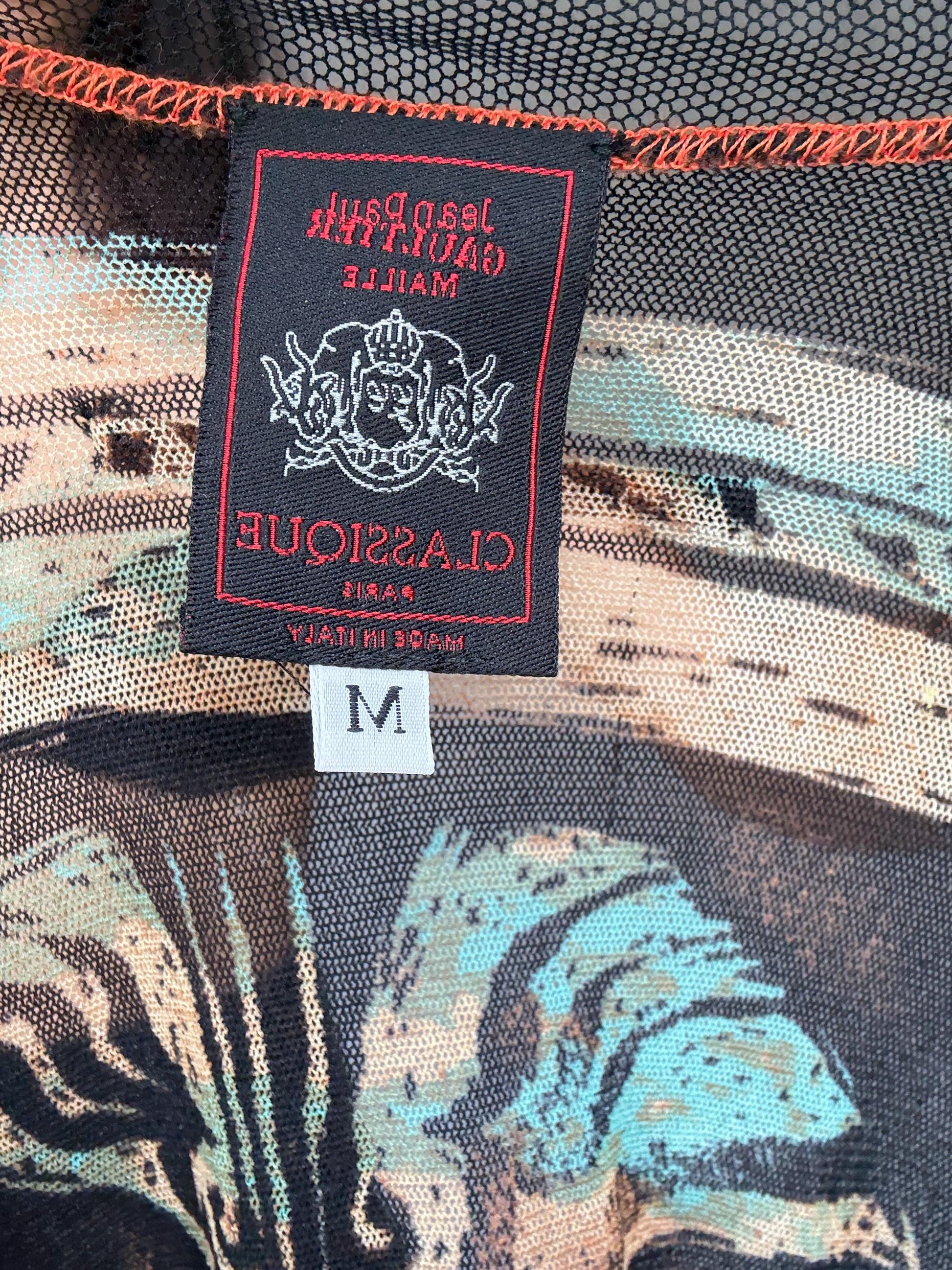 Rare and collectible Jean Paul Gaultier mesh camisole, from the Classique Paris line, made in Italy.