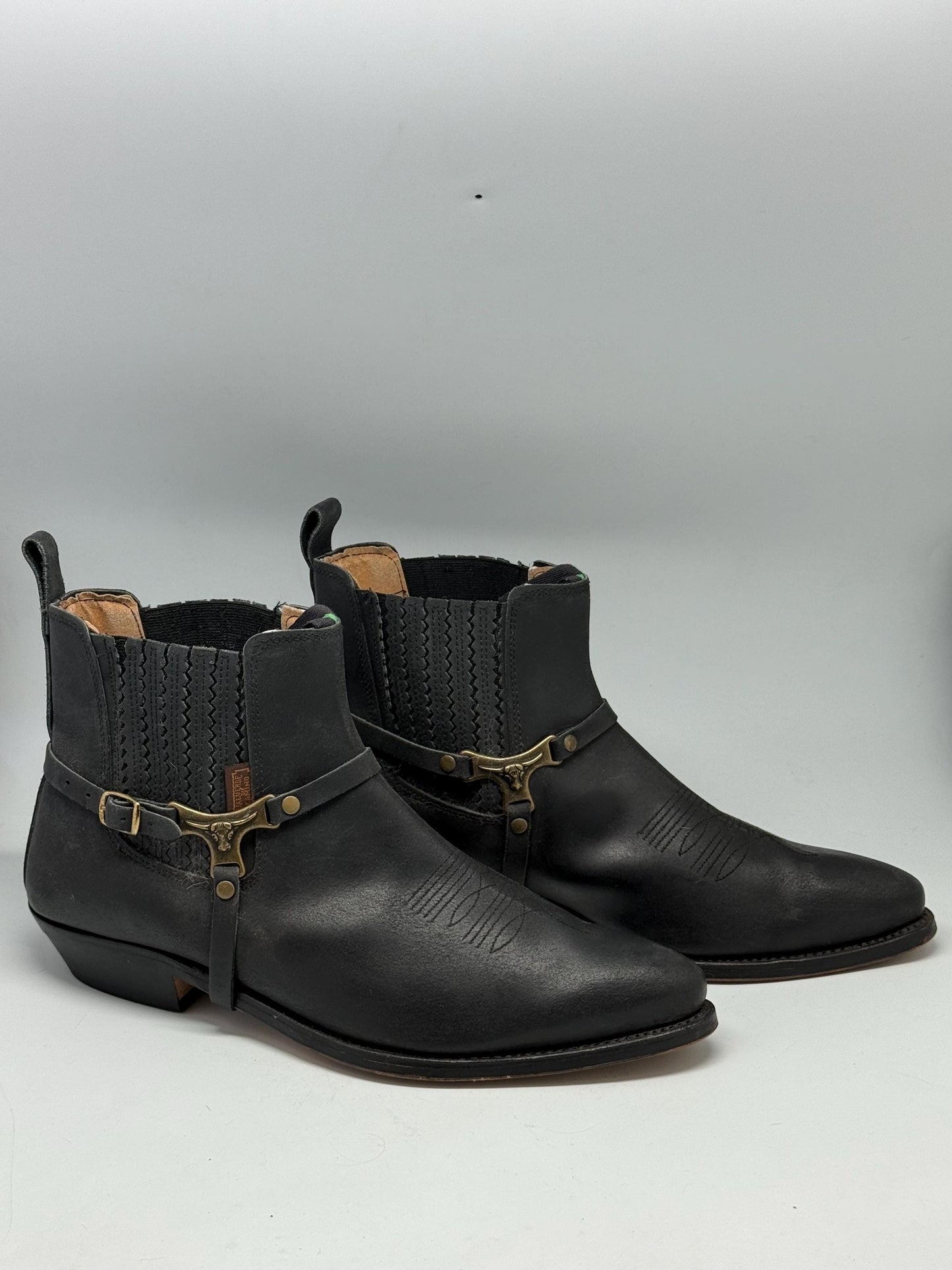 Pedro Lazo harness boots – handmade Valverde del Camino – real leather western ankle boots – EU approx 44 – roper cowboy style