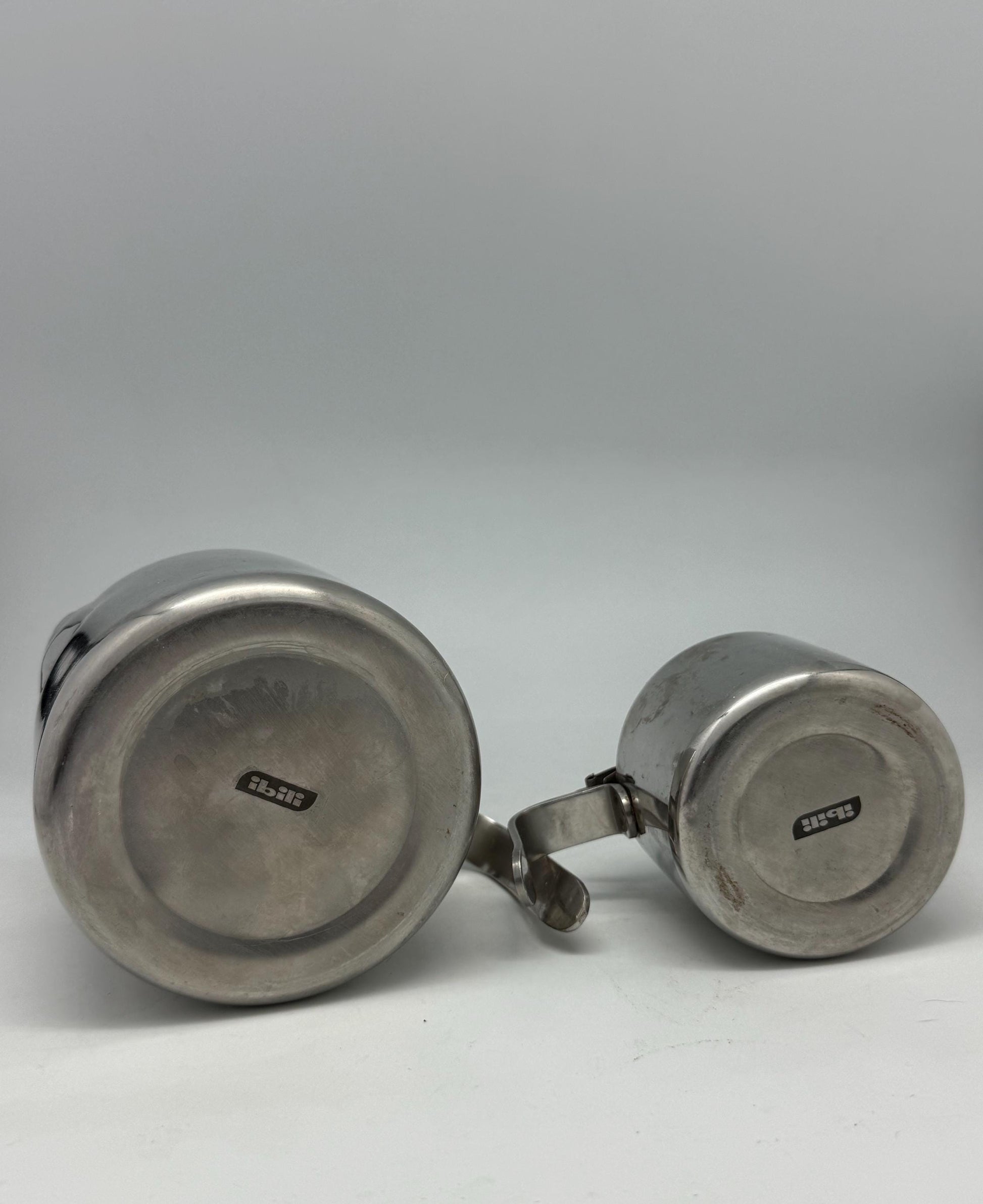 Vintage Ibili Stainless Steel Teapot & Sugar Bowl Set | Mid-Century Modern Spanish Kitchenware | Lidded Pots with Handles