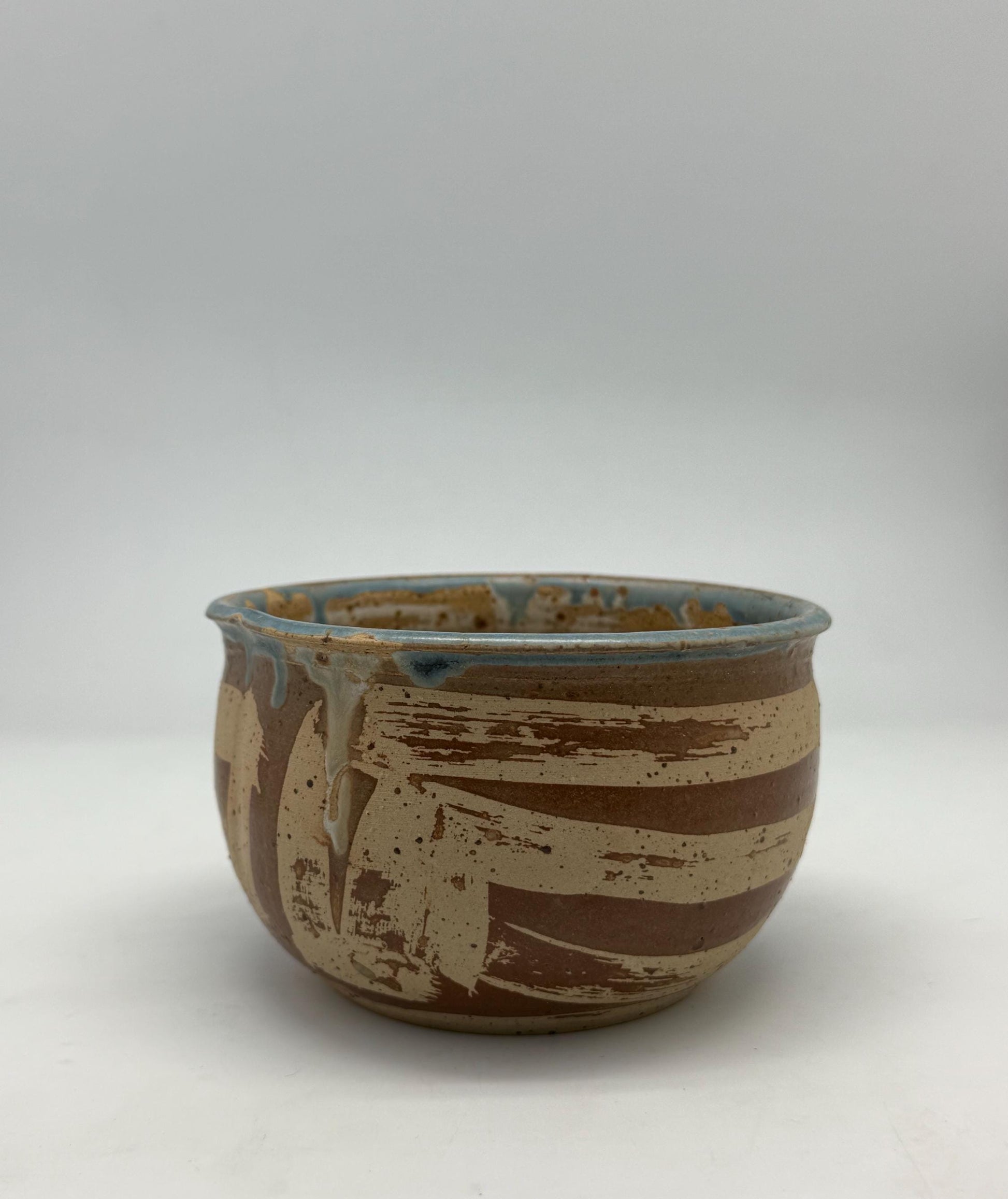 Rustic Studio Pottery Matcha Bowl – Hand-Thrown Chawan Tea Bowl with Abstract Brush Design | Japanese Style Wabi Sabi Ceramics