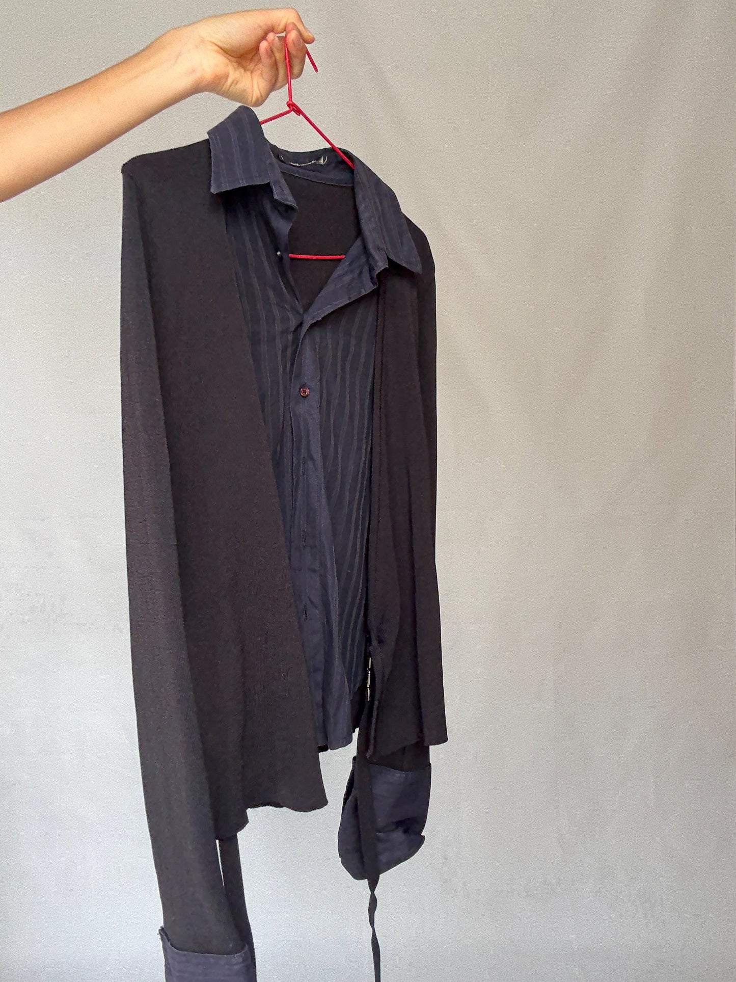 Luxury Pedro del Hierro wrap vest with blouse, Navy blue long sleeve jumper, Spanish designer clothing, Eutopean vintage fashion