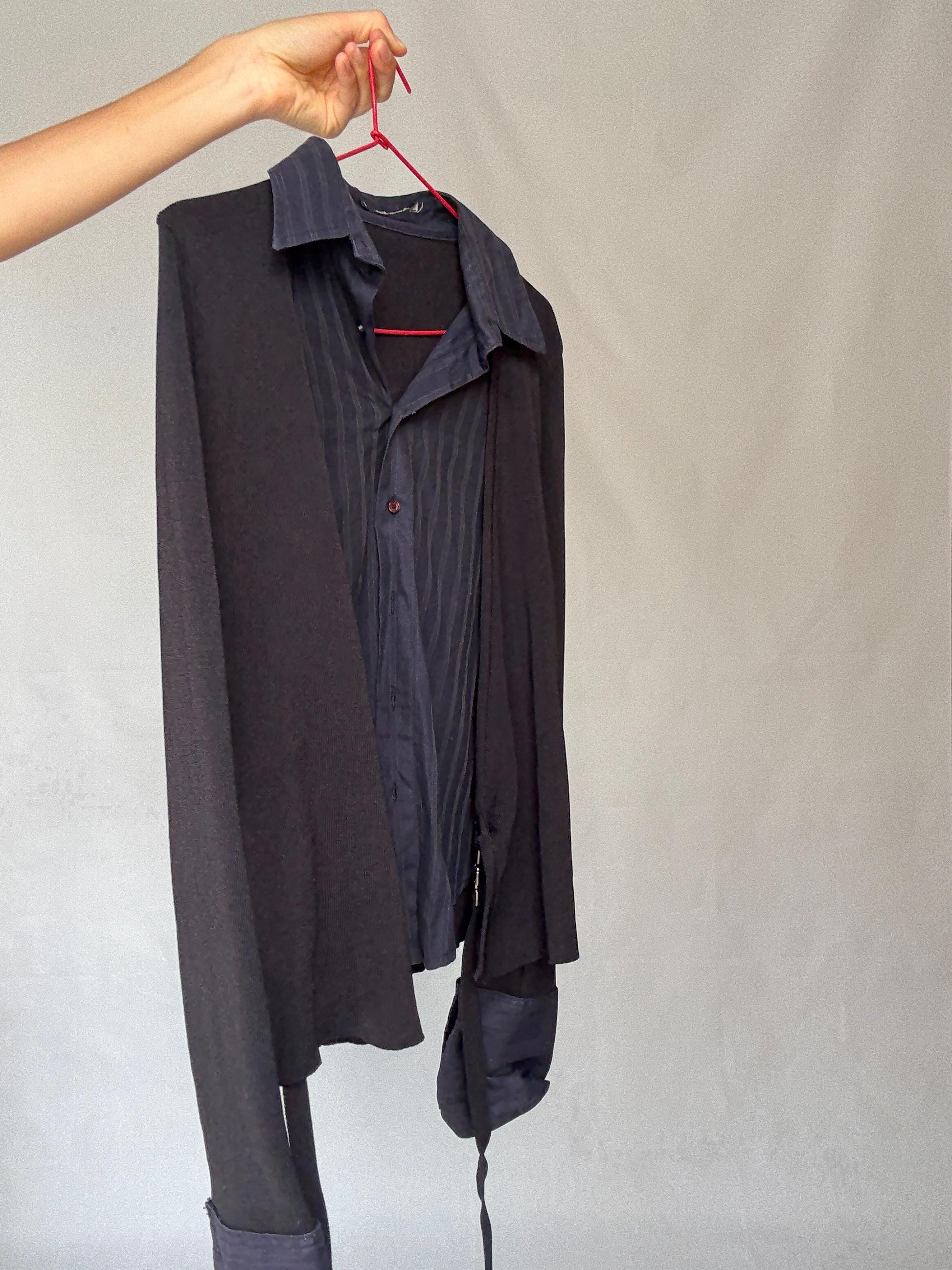 Luxury Pedro del Hierro wrap vest with blouse, Navy blue long sleeve jumper, Spanish designer clothing, Eutopean vintage fashion