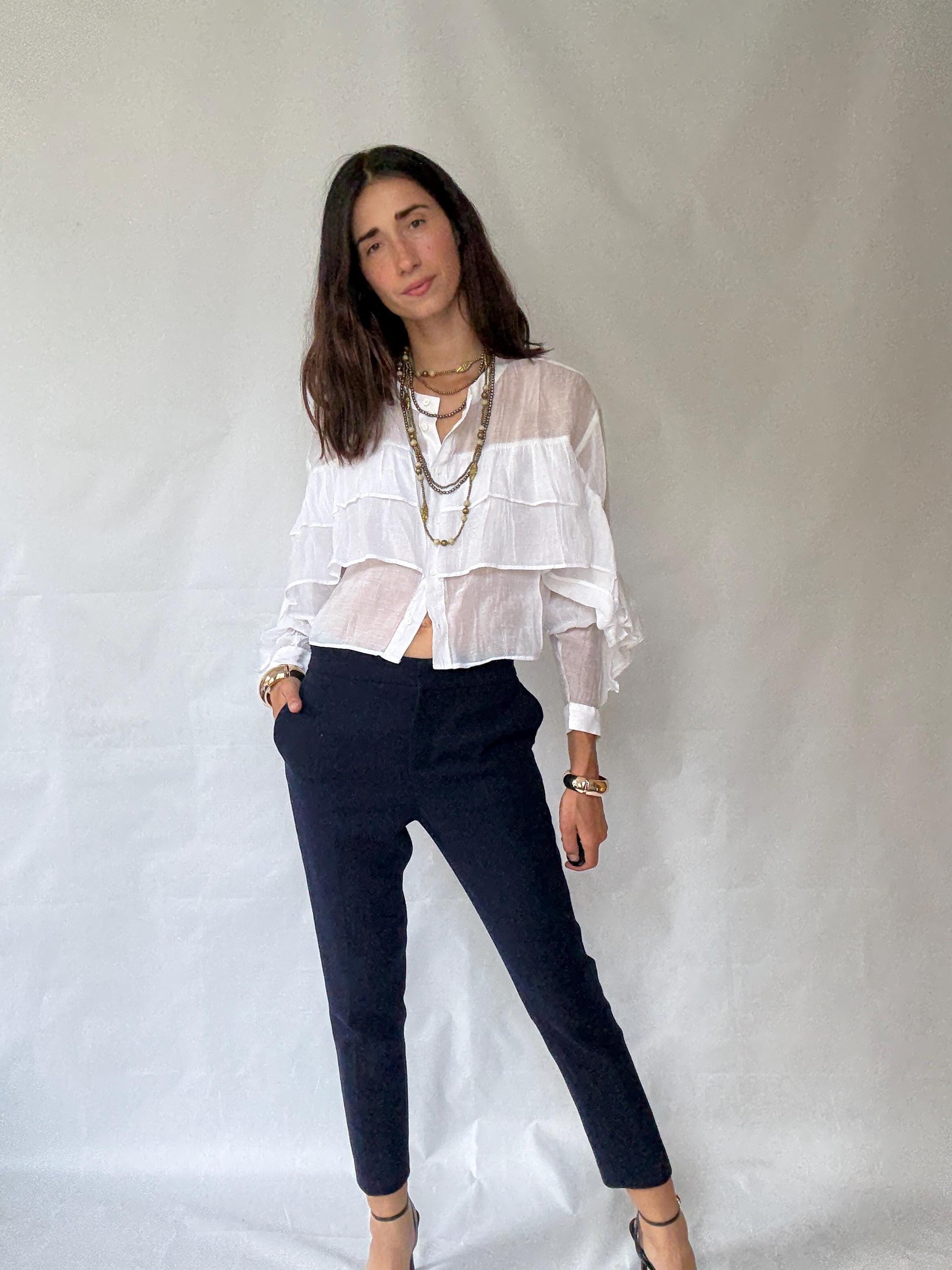 Stylish and Sleek Wool Carolina Herrera Tapered Pants - Minimalist Style Inspired by Victoria Beckham, US Size Small