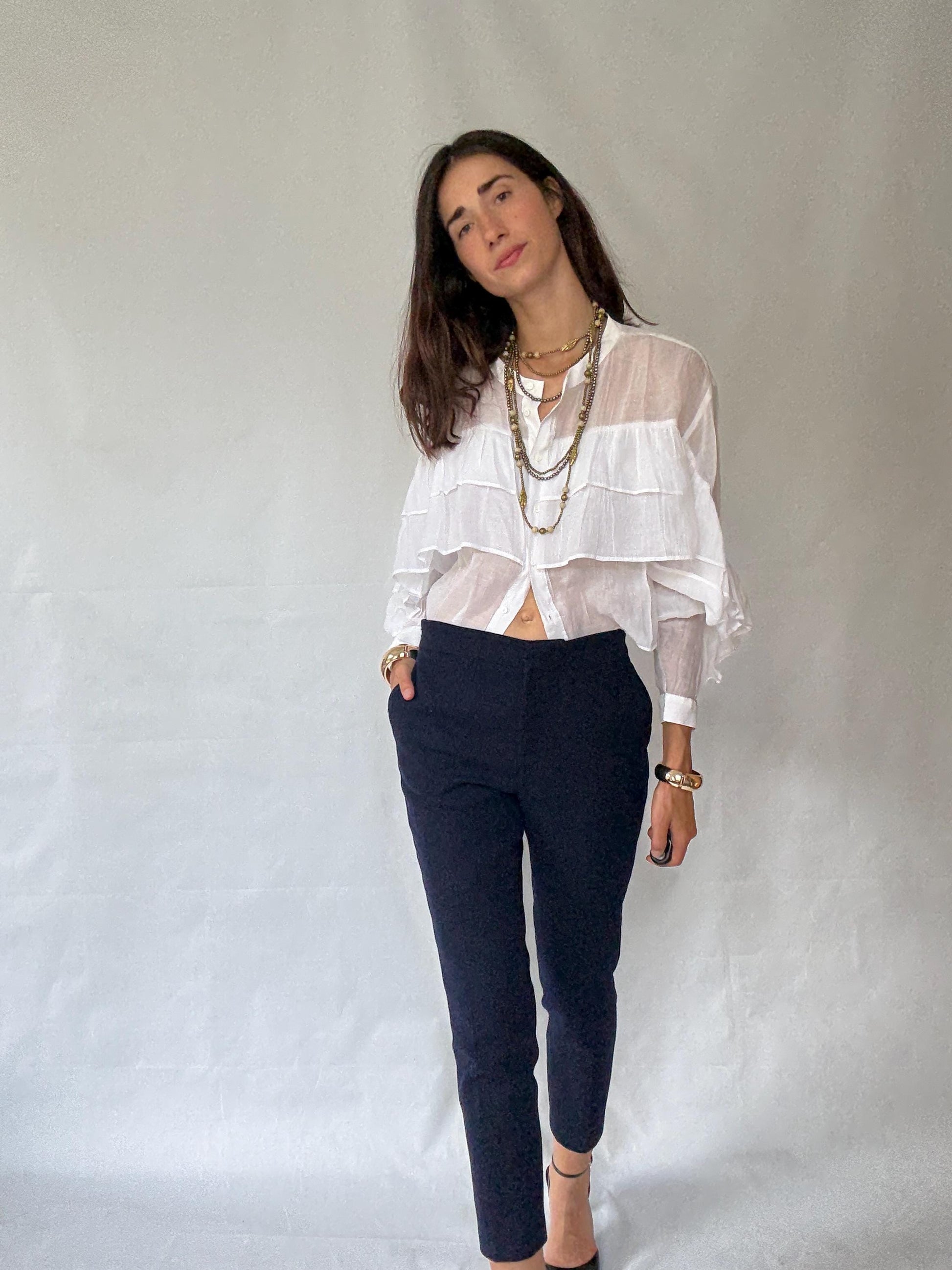 Stylish and Sleek Wool Carolina Herrera Tapered Pants - Minimalist Style Inspired by Victoria Beckham, US Size Small