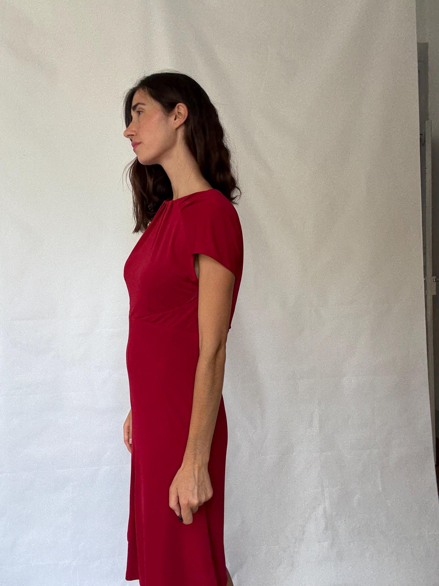 Stylish Red Dress - Stretchy with Back Zipper - Perfect for Romantic Looks - Inspired by Carolyn Bessette-Kennedy - US Size M
