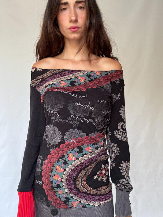 Bohemian Off-Shoulder Cotton Blend Shirt — detail