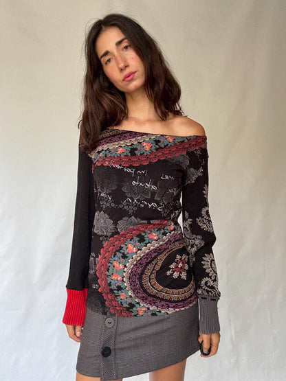 Bohemian Off-Shoulder Cotton Blend Shirt