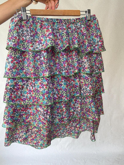 Silk Floral Tiered Skirt with Elegant Ruffles — additional view 9