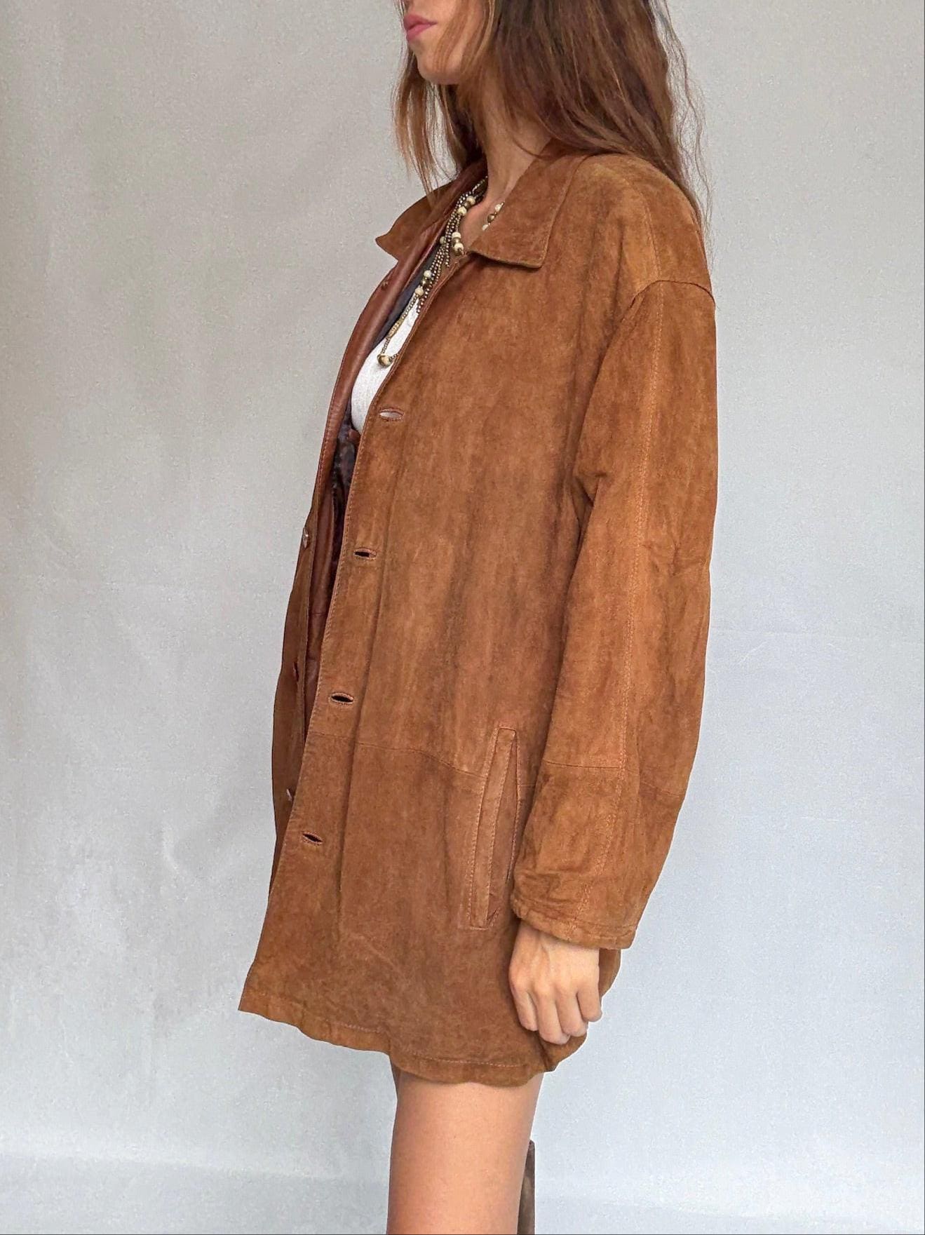 Vintage Brown Suede Leather Coat by Emidio Tucci