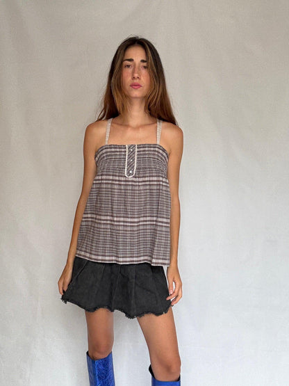 Sleeveless Summer Blouse — fabric close-up