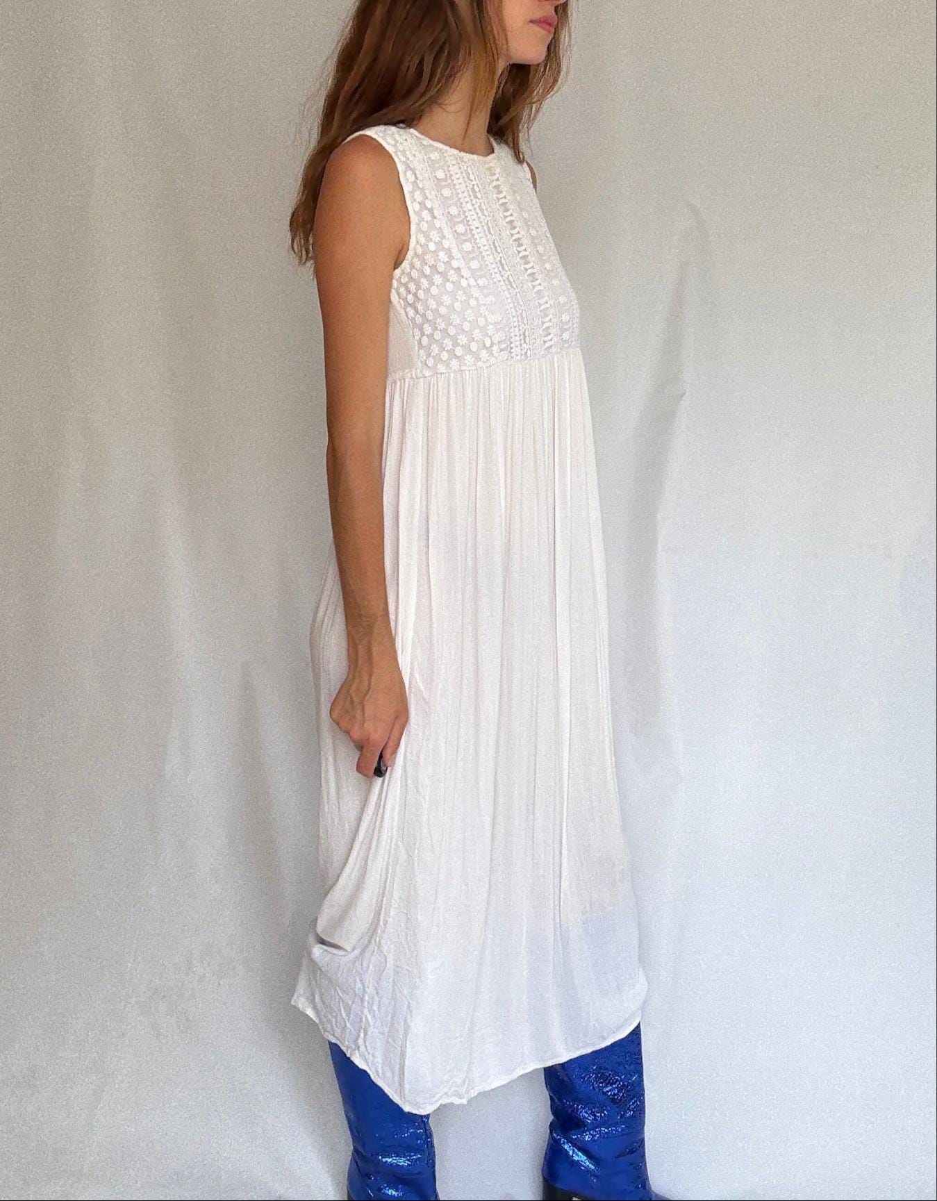 Vintage Ivory Cotton Maxi Dress — additional view 5
