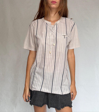 Natural-Toned Striped Cotton Shirt — detail