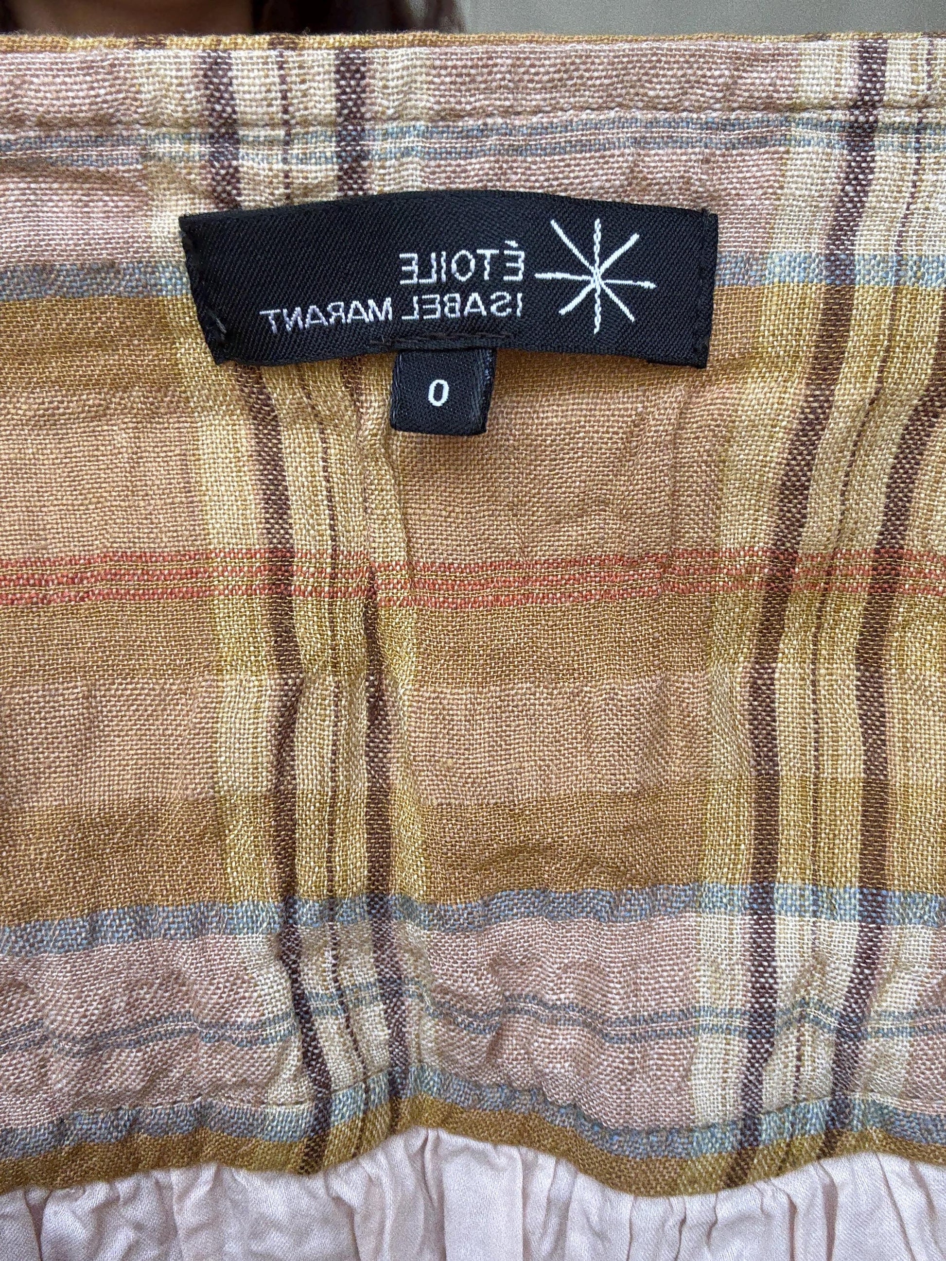 Étoile Isabel Marant Plaid Mini Skirt in Lightweight Linen and Viscose Blend - Casual Bohemian Style, Inspired by Joanna Newsom