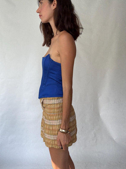 Étoile Isabel Marant Linen Blend Plaid Mini Skirt — fabric close-up