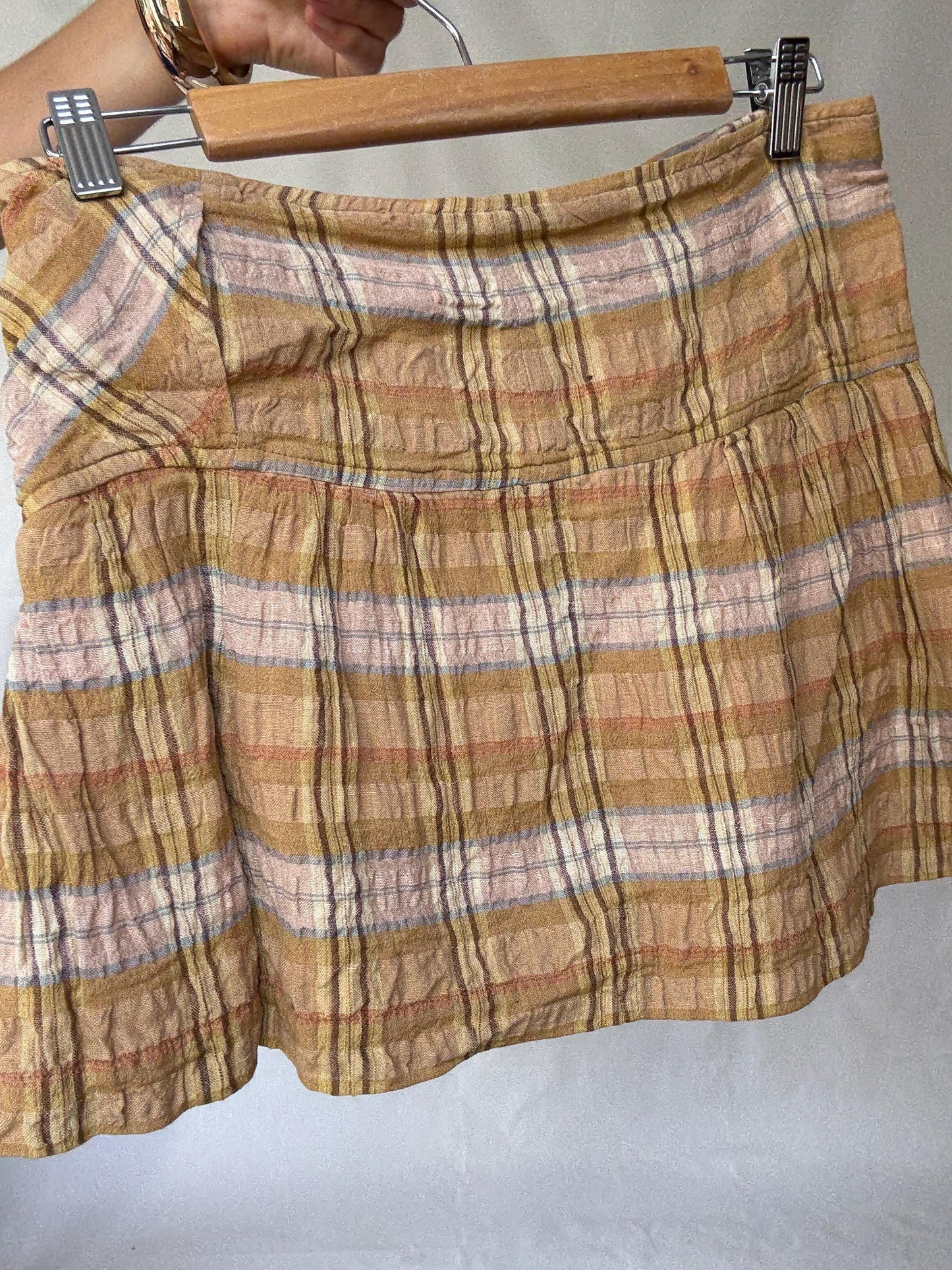 Étoile Isabel Marant Plaid Mini Skirt in Lightweight Linen and Viscose Blend - Casual Bohemian Style, Inspired by Joanna Newsom