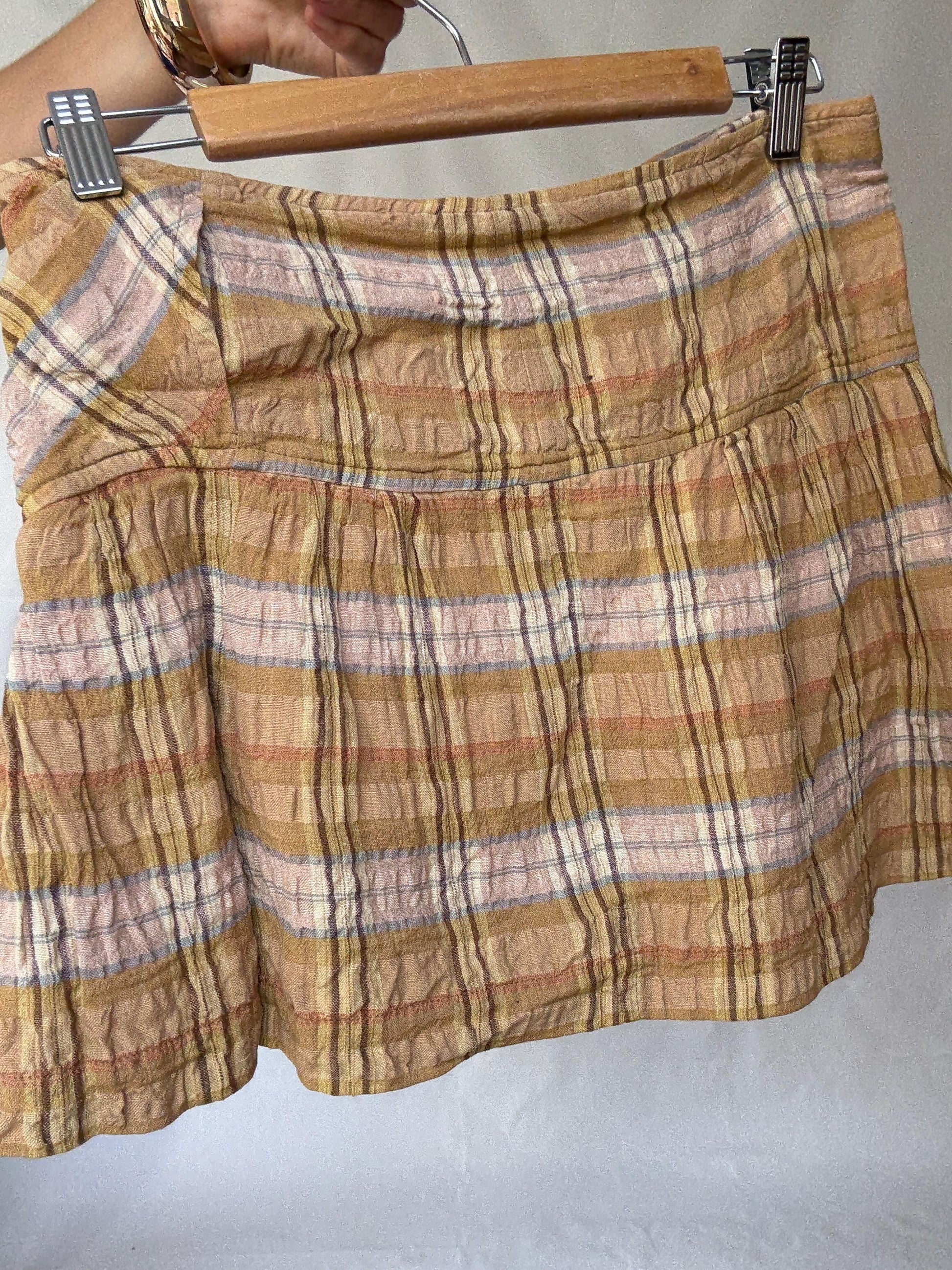 Étoile Isabel Marant Plaid Mini Skirt in Lightweight Linen and Viscose Blend - Casual Bohemian Style, Inspired by Joanna Newsom