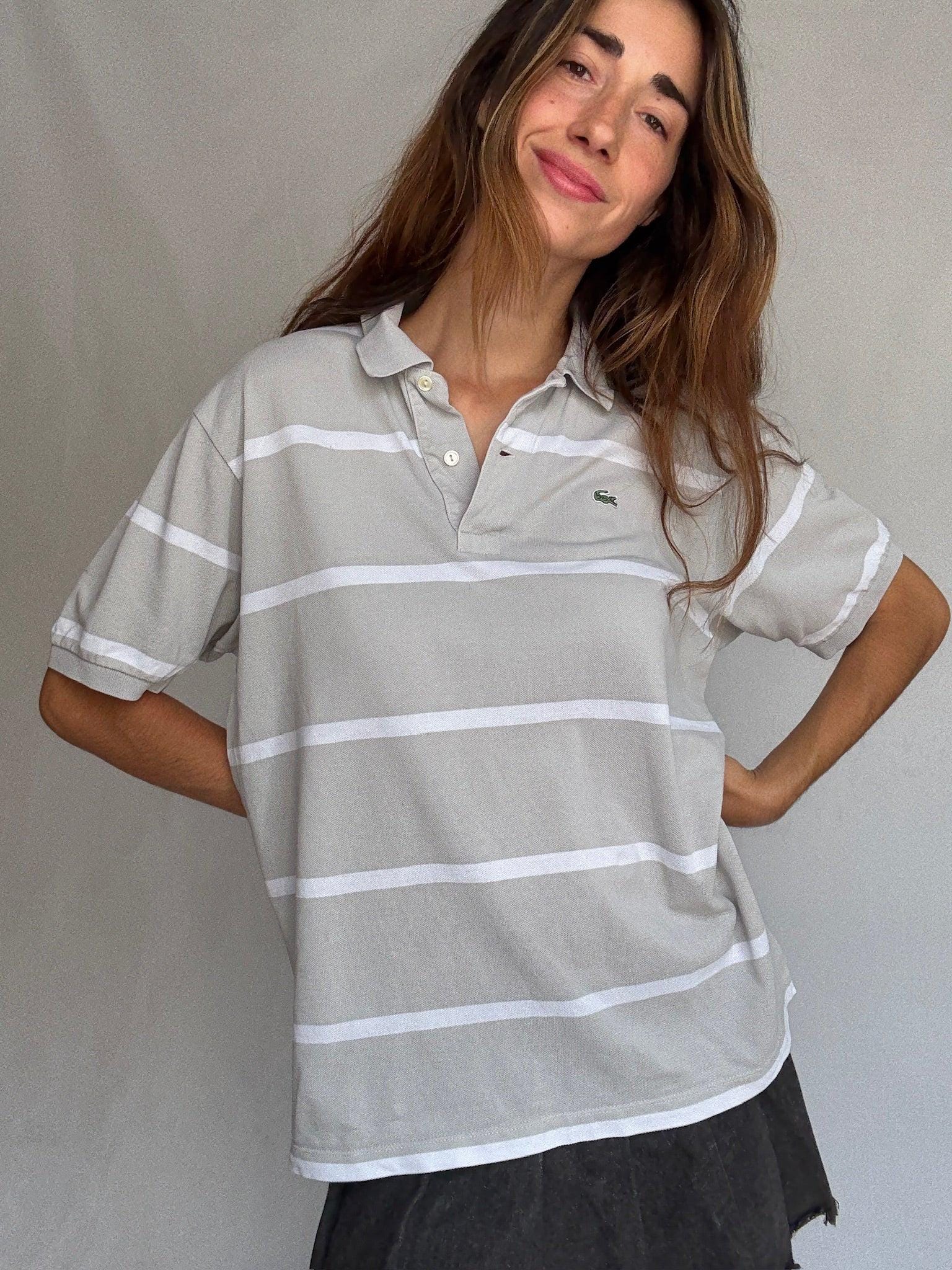 Beige Striped Classic Fit Polo Shirt — additional view 5