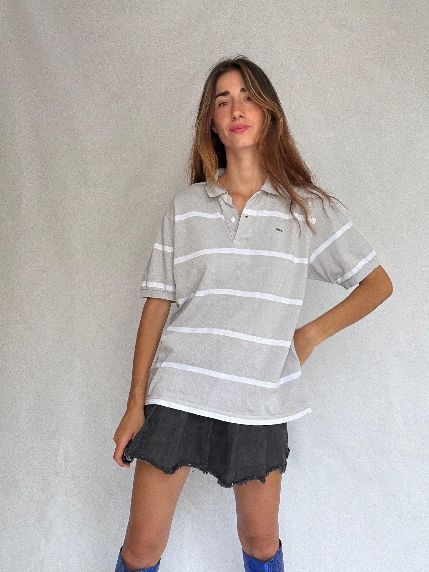 Beige Striped Classic Fit Polo Shirt — additional view 7