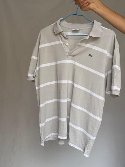 Beige Striped Classic Fit Polo Shirt — additional view 10