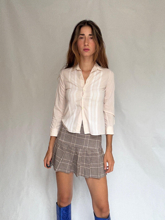 Vintage Cream Blouse with Bone Buttons — detail