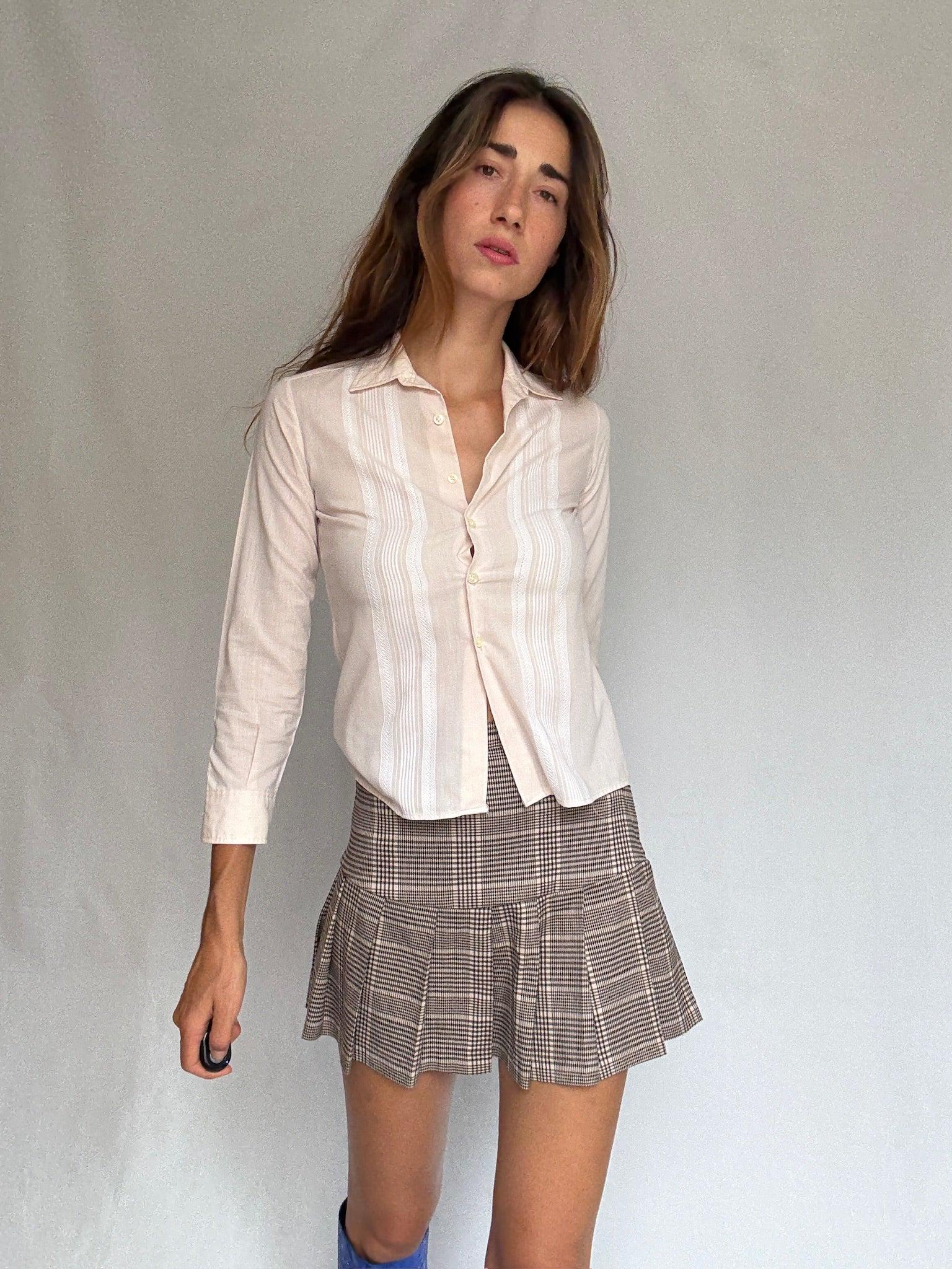 Vintage Cream Blouse with Bone Buttons — back view