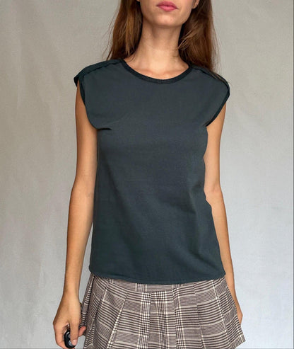 Minimalist Sleeveless Cotton Top in White