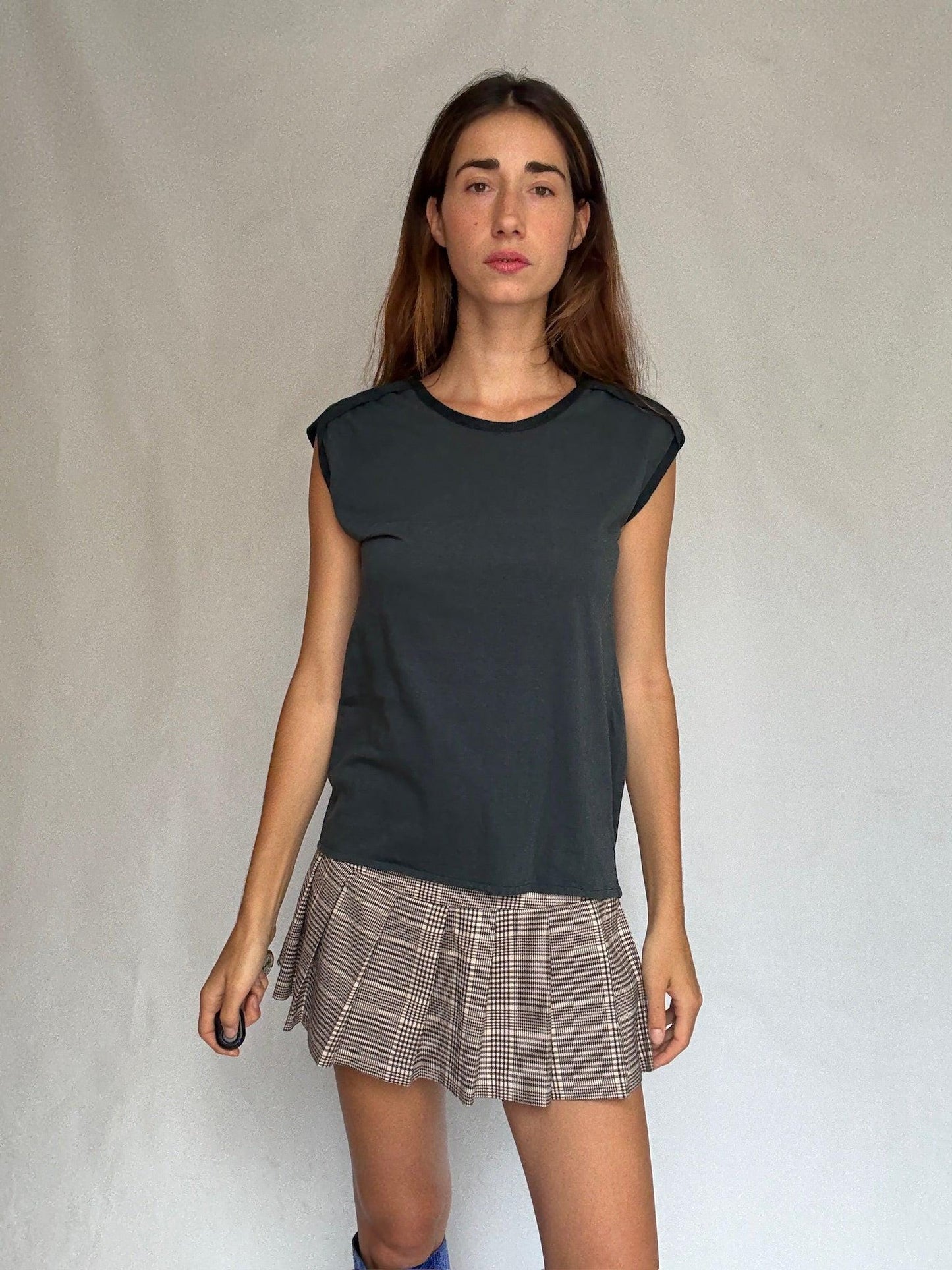 Minimalist Sleeveless Cotton Top in White — additional view 5