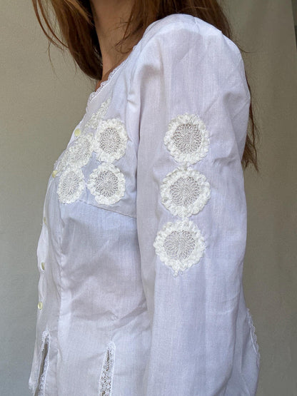 Antique Canarian Embroidered Blouse — back view