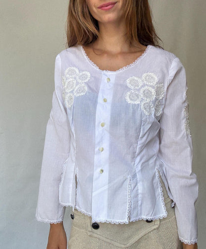 Antique Canarian Embroidered Blouse — detail