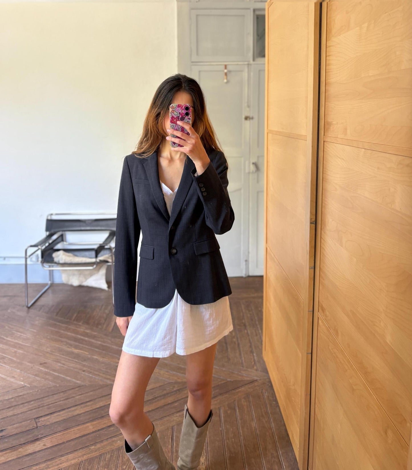 banana republic blazer vintage wool blazer women academia style navy stretch tailored jacket office chic