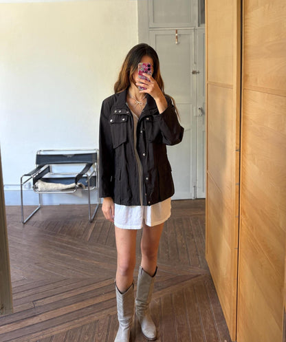 Black Utility Jacket, Minimalist Streetwear