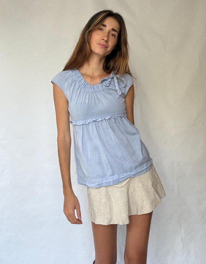 Light Blue Women's Shirt by Max&Co — fabric close-up