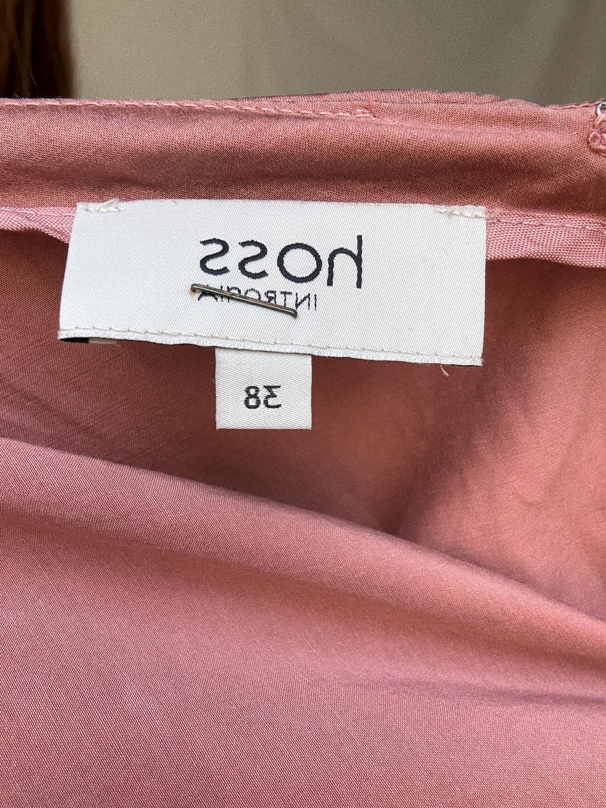 Dusty pink Hoss Intropia silk blend dress, Spanish designer, Luxury european designer wear, midi formal style, Wedding guest outfit Size 4–6