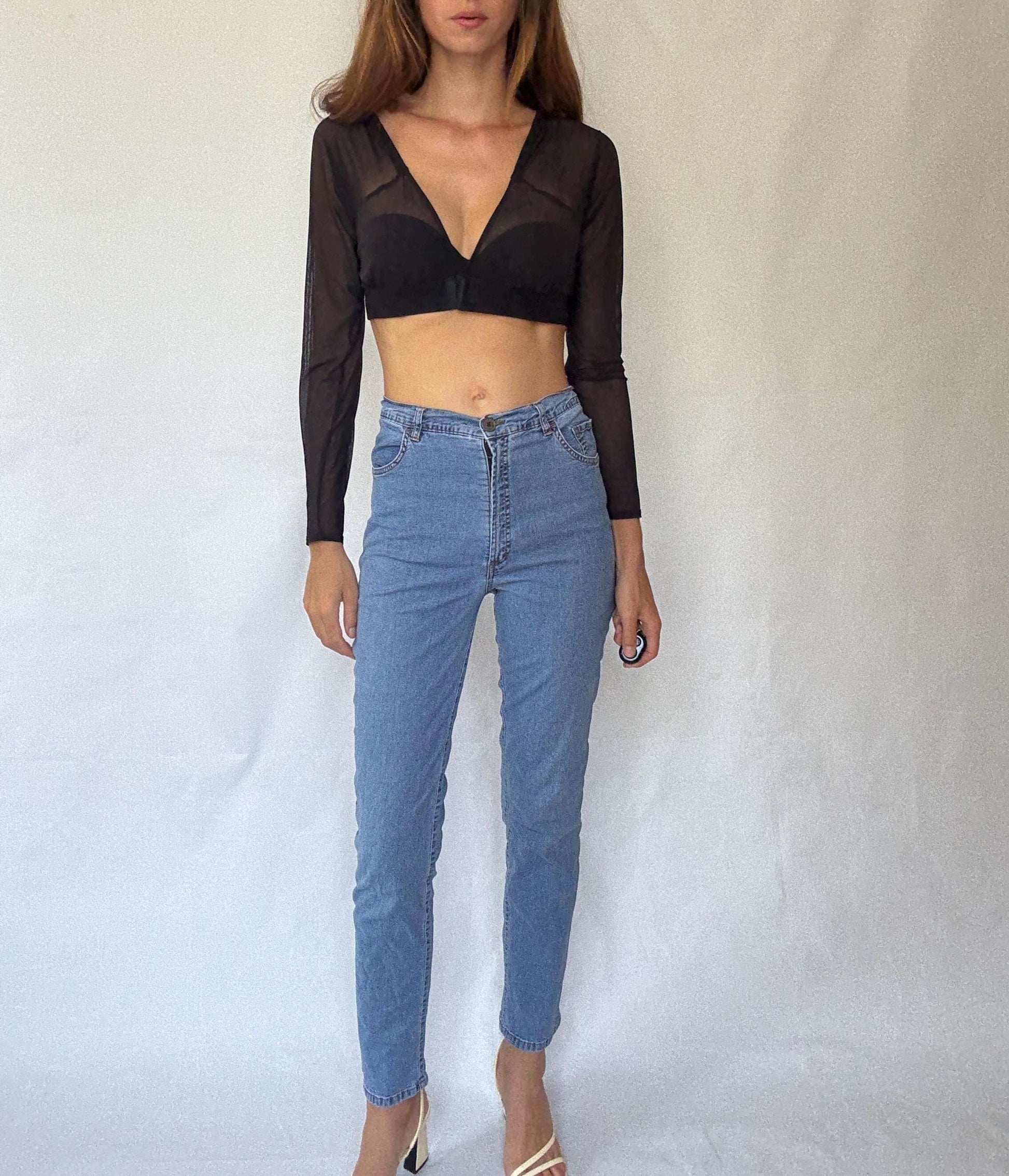 Monte Napoleone Milano high waist skinny jeans, Tall girl pants, stretchy cotton lycra, Italian made, secondhand denim, comfy flattering fit