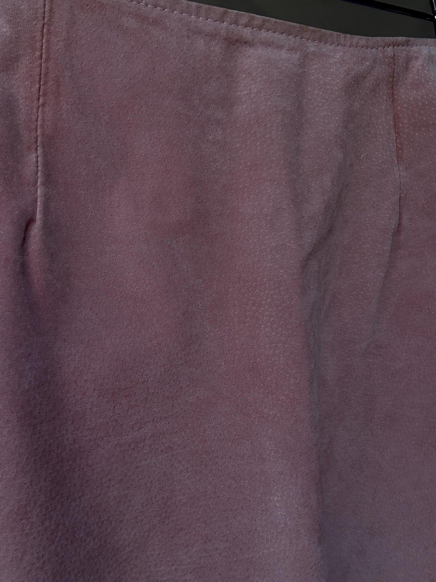 Vintage Gapelle pink suede mini skirt, Petite body frame mini skirt, genuine leather, A line fit, minimalist chic, Size US XXXS
