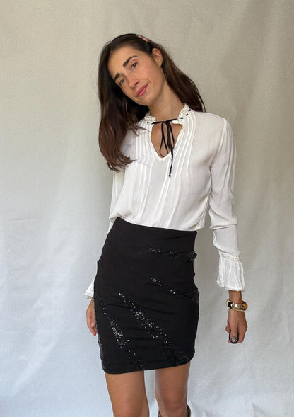 Black Sequined Accent Skirt — detail