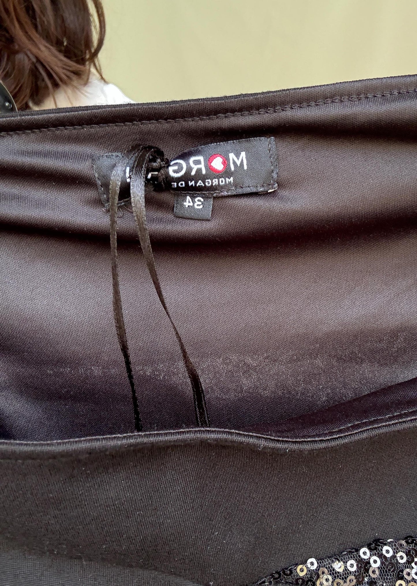 Sophisticated Morgan Skirt with Sequined Accents in Black for a US Size 4 - 6 with Y2K and Minimalist Vibe, Tilda Swinton Style