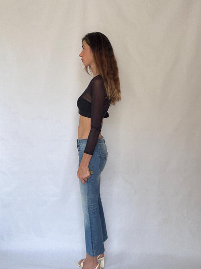 Y2K Low Rise Vintage Flare Jeans — back view
