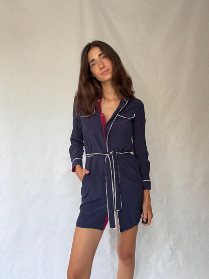 Tommy Hilfiger navy dress, preppy office smart casual US S,
