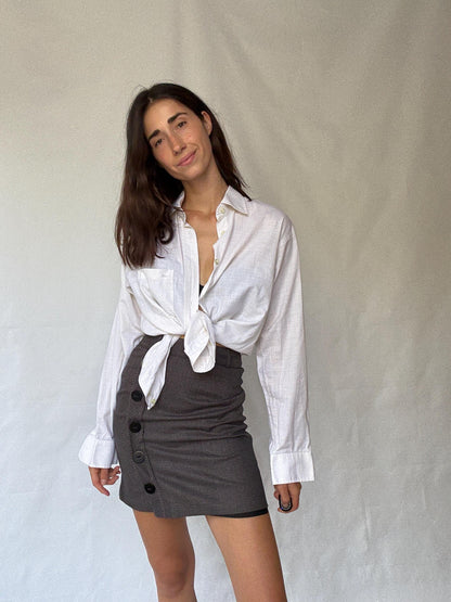White Button-Up Shirt For Versatile Wear — back view