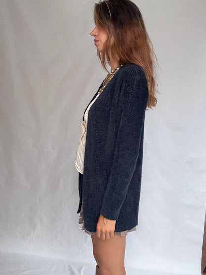Dark Navy Metallic Shimmer Cardigan — additional view 5