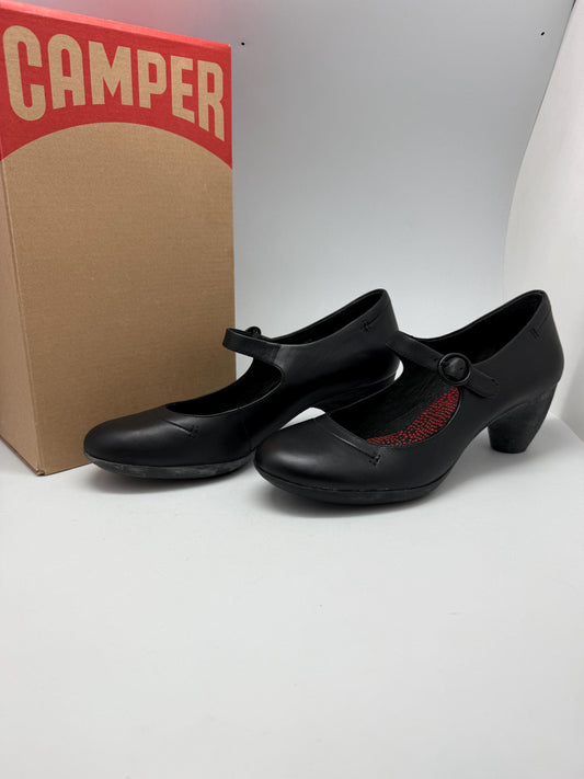 Camper black leather Mary Jane heels EU40 US10 with 5.5 cm heel, genuine leather, round toe, classic goth balletcore M-L
