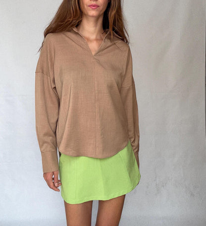 Adolfo Domínguez Earthy Tan Oversized Shirt — additional view 5