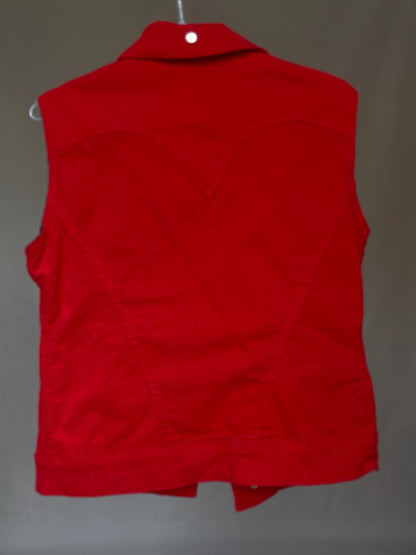 Embroidered Red Denim Vest — additional view 10