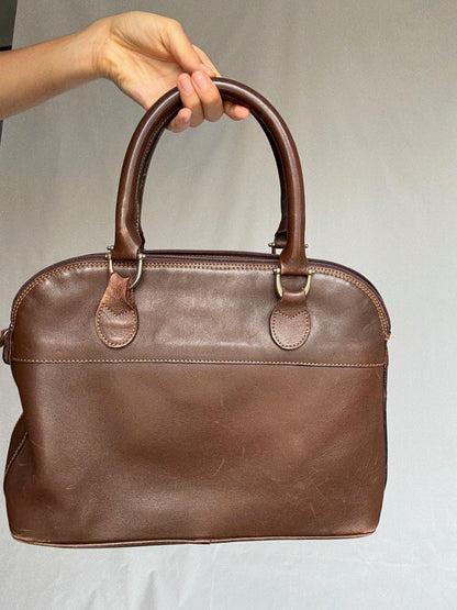 Leopard Print Vintage Brown Leather Satchel — additional view 10