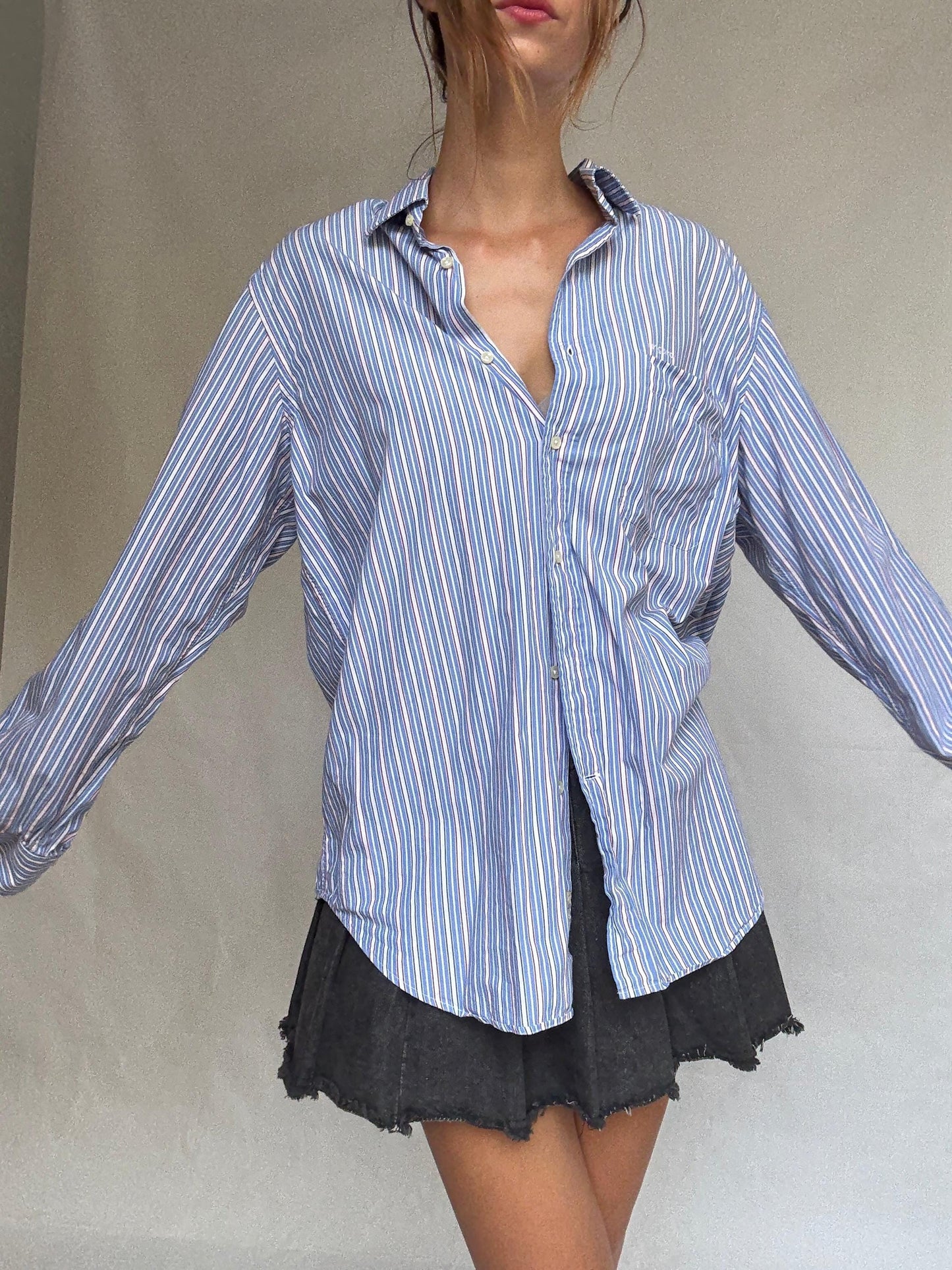 Vintage Ungaro Striped Cotton Button-Up Shirt — additional view 6