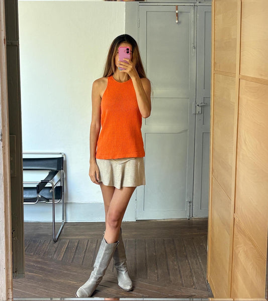 Vintage bright orange Massimo Dutti tank top. Sleeveless camisole.