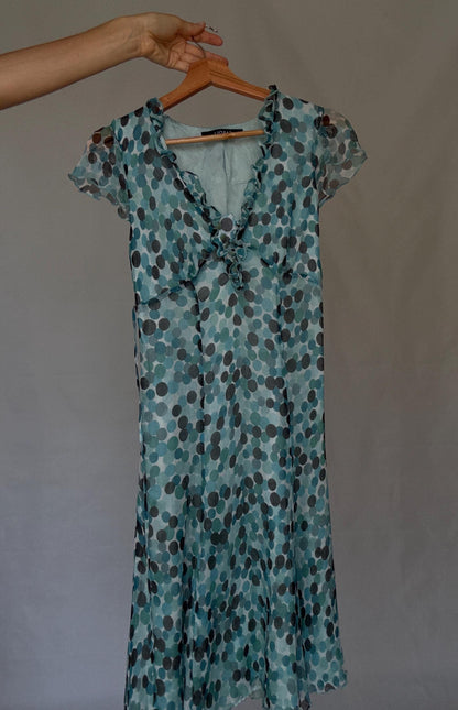 Silk Polka Dot Ruffle Neckline Dress — additional view 8